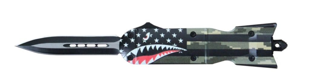 DELTA FORCE DA-BOMB OTF DAGGER AUTOMATIC KNIFE CAMO FLAG (3" TWO-TONE)