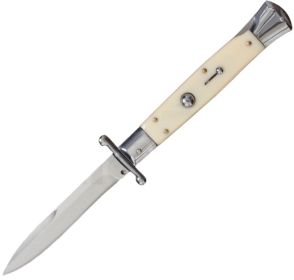 MILANO 10" SWINGUARD IVORY SWIRL AUTOMATIC KNIFE (4.2" POLISH)