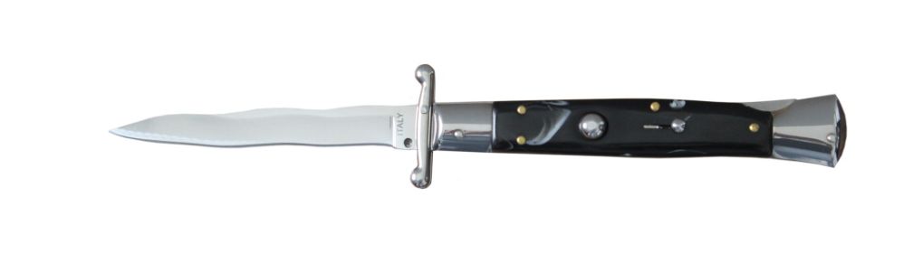 MILANO 10" SWINGUARD BLACK SWIRL AUTOMATIC KNIFE (4.2" POLISH) KRIS