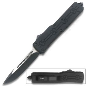 Slim n Soft Black Drop Point OTF Knife Open Tactical Glass Breaker