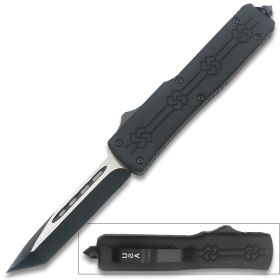 Slim n Soft Black Tanto Point OTF Knife Tactical Glass Breaker