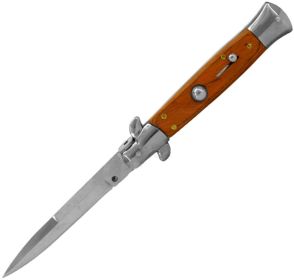 ITALIAN STYLE 9" STILETTO WOOD AUTOMATIC KNIFE