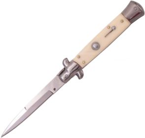 ITALIAN STYLE 9" STILETTO WHITE AUTOMATIC KNIFE