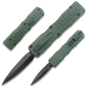 T94-GN Green Micro OTF Stiletto with Black Blade