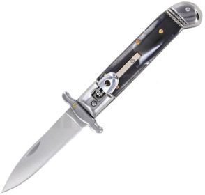 MILANO 8" LEVERLOCK SWINGUARD AUTOMATIC KNIFE BLACK SWIRL (3.25" SATIN