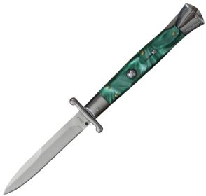 MILANO 10" SWINGUARD GREEN SWIRL AUTOMATIC KNIFE (4.2" POLISH)