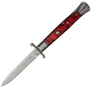 MILANO 10" SWINGUARD RED SWIRL AUTOMATIC KNIFE (4.2" POLISH)