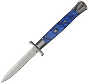 MILANO 10" SWINGUARD BLUE SWIRL AUTOMATIC KNIFE (4.2" POLISH)