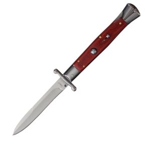 MILANO 10" SWINGUARD RED WOOD AUTOMATIC KNIFE (4.2" POLISH)