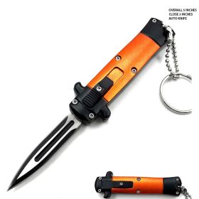 Mini Orange Key Chain OTF Knife Double Edge Blade