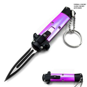 Mini Purple Key Chain OTF Knife Double Edge Blade