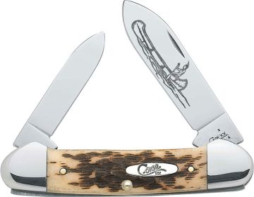 Case XX™ Jigged Amber Bone Canoe Carbon Steel Pocket Knife