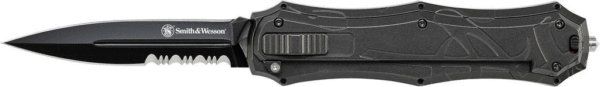 Smith & Wesson OTF Assist- Finger Actuator- Black 40% Serrated Spear P