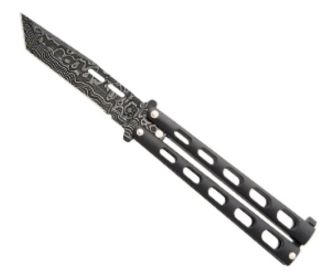 Bear & Son 115TAND - 5 inch Damascus Black Butterfly Tanto