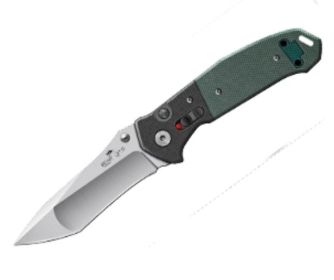 Bear & Son AC-550-B4-P - 5 inch Black & Green G10 Auto w/Bead Finish B