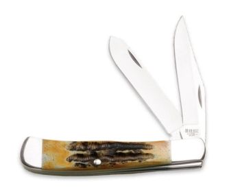 4 1/8 In. Genuine India Stag Bone 2 Blade Trapper