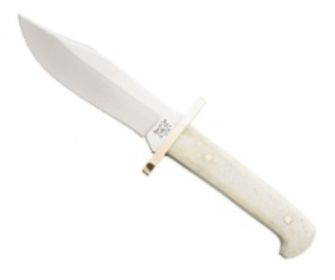 6 1/2 In. White Smooth Bone Baby Bowie W/leather Sheath