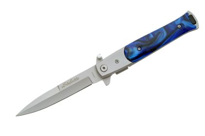 5" BLUE STILLETTO TYPE FOLDING KNIFE