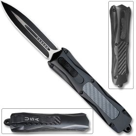 OTF0627 - Spear Point OTF Tactical Dbl. Edge Black Carbon Fiber Handle