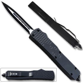 LOTF902 - Slim Black OTF Spear Point w/ Clip & Glass Breaker