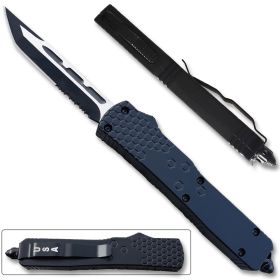 LOTF902T - Slim Black OTF Tanto Point w/ Clip & Glass Breaker