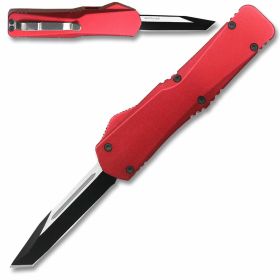 T944-RD - California Legal OTF Dual Action Knife (Red) Tanto Blade