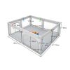 Portable Baby Playpen Large Play Yard with 50 Ocean Balls and 4 Pull Rings-Gray - Color: Gray