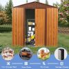 6 Ft. W X 6 Ft. D Metal Storage Shed Appealing horizontal siding in woodgrain with coffee trim to complement