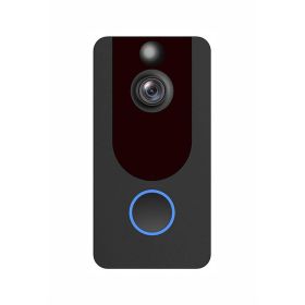 V7 Video Doorbell Camera HD 1080p Smart Wifi Visual Intercom Night Vision Wireless Security Camcorder Black