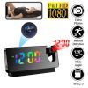 HD 1080P Digital Projection Clock Wifi Mini Camera Ceiling Projection Alarm Clock Home Security Camcorder Black