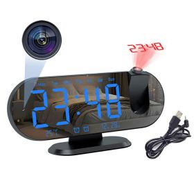 1080P Digital Projection Clock Wifi Camera Night Vision Motion Detection Security Camcorder