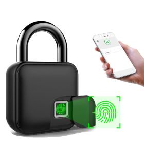 US Smart Biometric Fingerprint Combination Keyless Door Lock Bluetooth 4.2 Anti-Theft Security Padlock Black