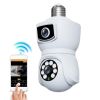 Light Bulb Security Camera 360 Degree WiFi Security Cameras Night Vision 10x Hybrid Zoom for E27 Socket White