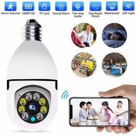 Security Camera Light Bulb 360° E27 Home Cam Wireless Waterproof CCTV Monitor