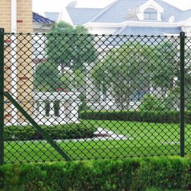 Chain Link Fence with Posts Steel 59.1" x 590.6" Green