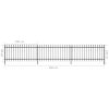 Security Palisade Fence with Pointed Top Steel 19' 8"x2' 7" Black