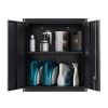 Black Wall Storage Cabinet with Adjustable Shlef,Metal Wall Storage Cabinet with Lock for Kithen, Bathroom,Garage