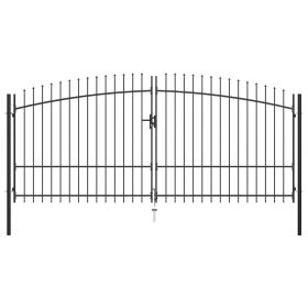 Double Door Fence Gate with Spear Top 157.5"x88.6"