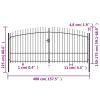 Double Door Fence Gate with Spear Top 157.5"x88.6"