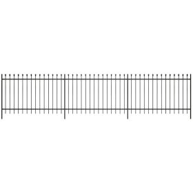 Security Palisade Fence with Pointed Top Steel 19' 8"x4' 11" Black