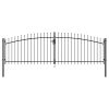 Double Door Fence Gate with Spear Top 157.5"x68.9"