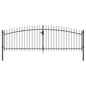 Double Door Fence Gate with Spear Top 157.5"x68.9"