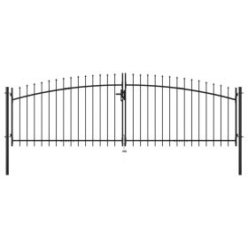 Double Door Fence Gate with Spear Top 157.5"x59.1"