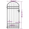 Fence Gate with Arched Top Steel 35"x78.7" Black