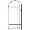 Fence Gate with Arched Top Steel 35"x78.7" Black