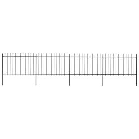 Garden Fence with Spear Top Steel 267.7"x47.2" Black