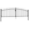 Double Door Fence Gate with Spear Top 157.5"x68.9"