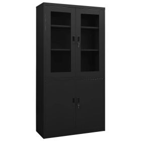 Office Cabinet Black 35.4"x15.7"x70.9" Steel