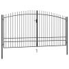 Double Door Fence Gate with Spear Top 157.5"x97.6"