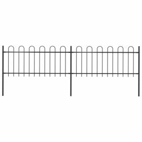 Garden Fence with Hoop Top Steel 11.2' Black